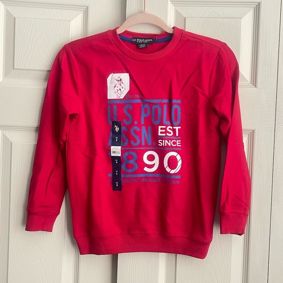 NWT U.S. Polo ASSN big kid Long Sleeve Dark Red USPA sweatshirt. #0170 - Picture 1 of 6